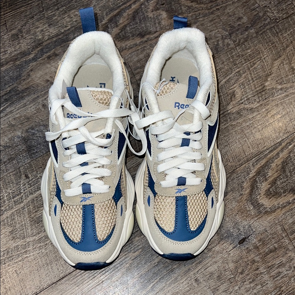 Reebok Beige and Navy Sneakers